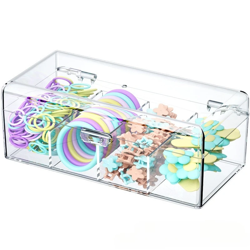 Accessoires: Transparente Haargummis aus Acryl für Haarbänder, Kosmetikaufbewahrungsbox, Schreibtisch-Schmuckorganizer_voghion.com