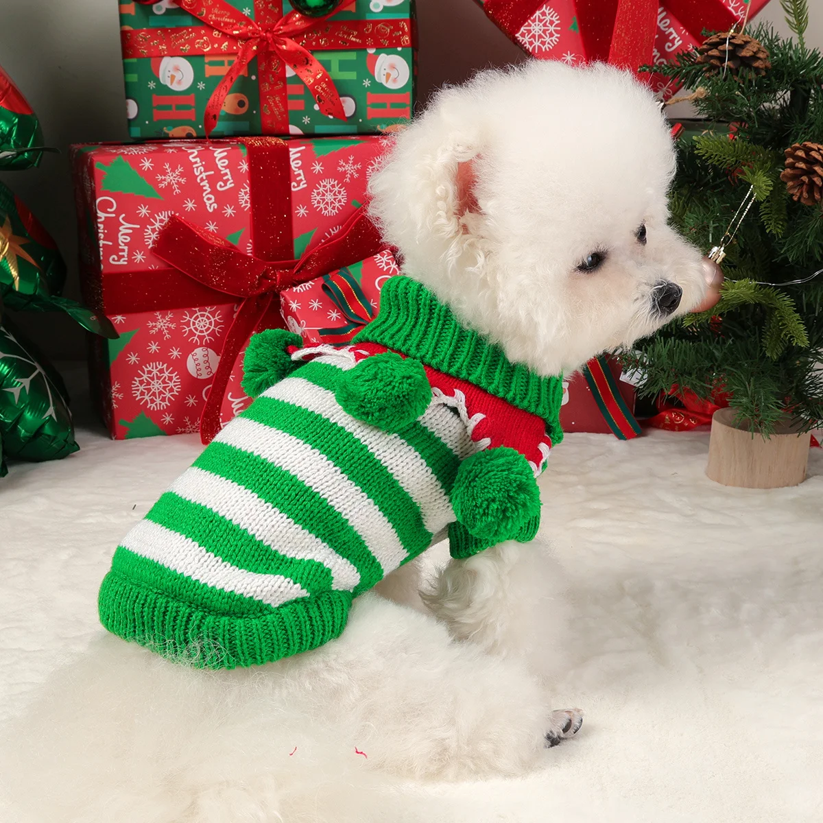 Green Striped Pet Sweater 2
