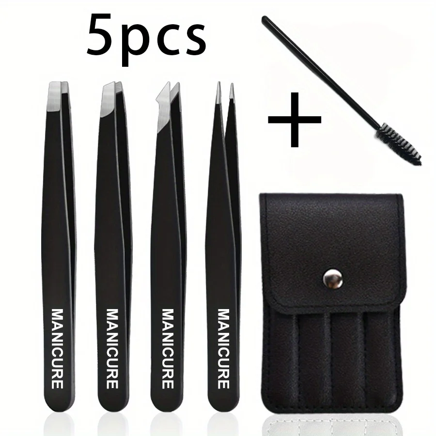 4-piece stainless steel eyebrow tweezers set makeup tools for eyelash extension eyebrow shaping hair removal
