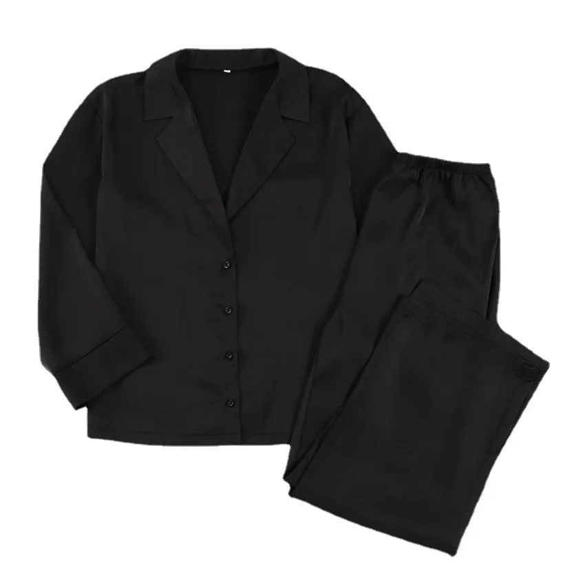 

Fall Night Sexy Casual Solid Color Women's pajamas Two-Piece Ladies Romantic Sleepwear Set wbh06