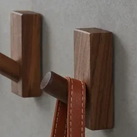 Beech Wood No Punching Black Walnut Hook Entrance Wall Hanging Clothes Clothing Store Single Adhesive Hook 1