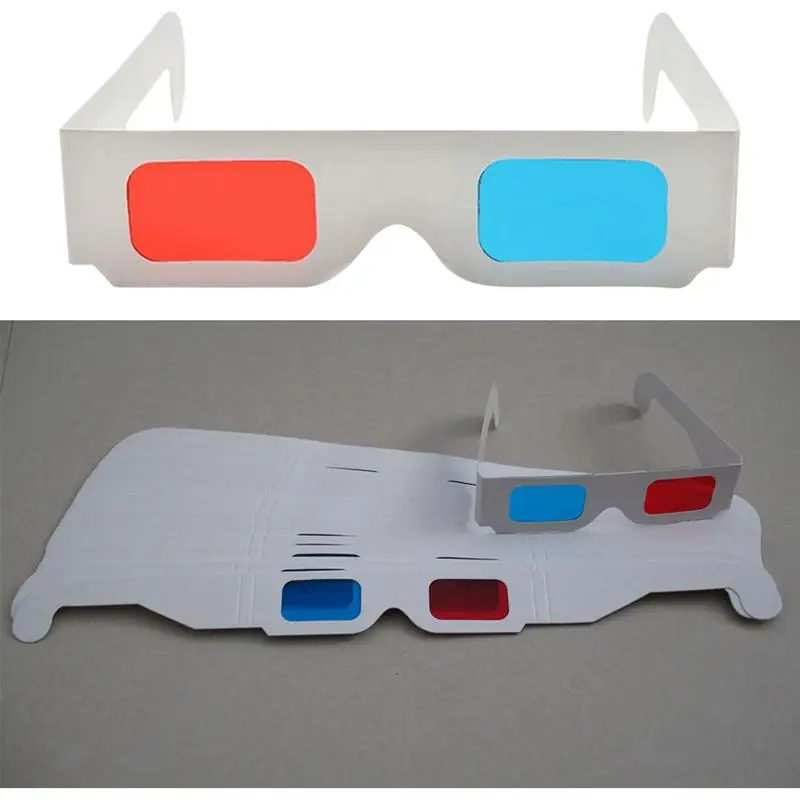 50pcs Universal Paper Anaglyph 3D Glasses Paper 3D Glasses View Anaglyph Red/Blue 3D Glass For Movie Video Card