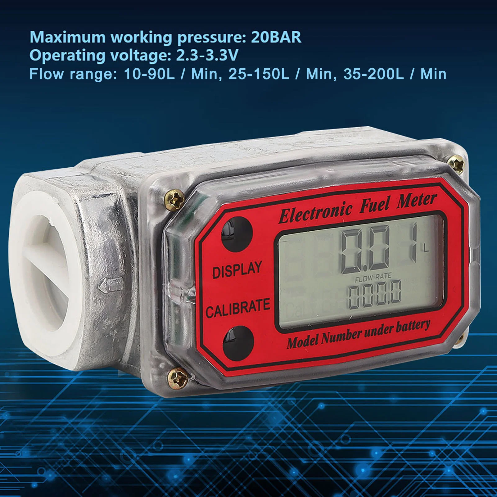 Digital Fuel Meter Meter Diesel Flowmeter Mini Digital Flowmeter Diesel Fuel 10‑200L 1" NPT