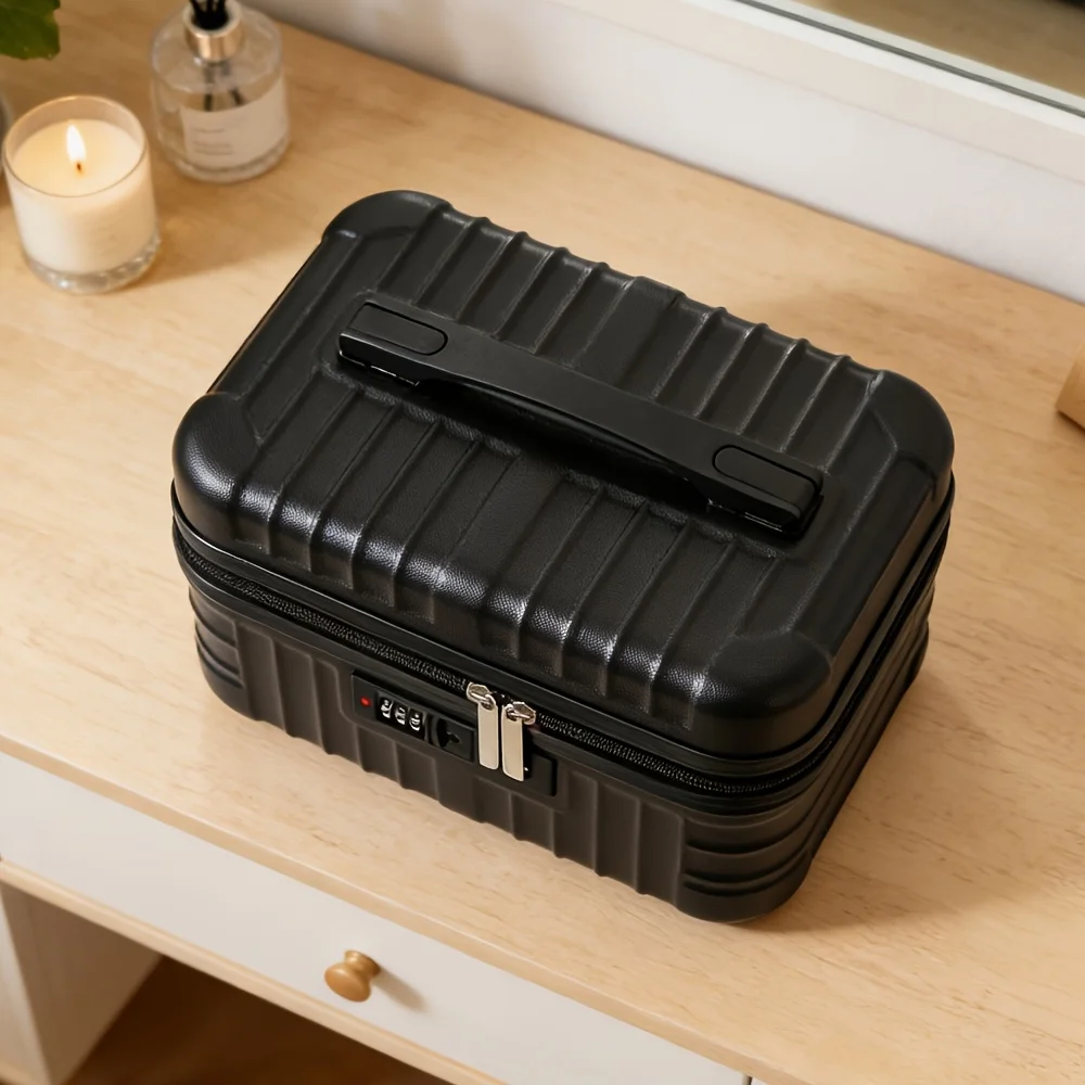 Valigia per Trucchi con Maniglia e Lucchetto a Combinazione, Grande Capacità, Portatile, Organizer da Viaggio per Cosmetici e Articoli da Toilette, per Esterni e Uso Quotidiano - immagine 5