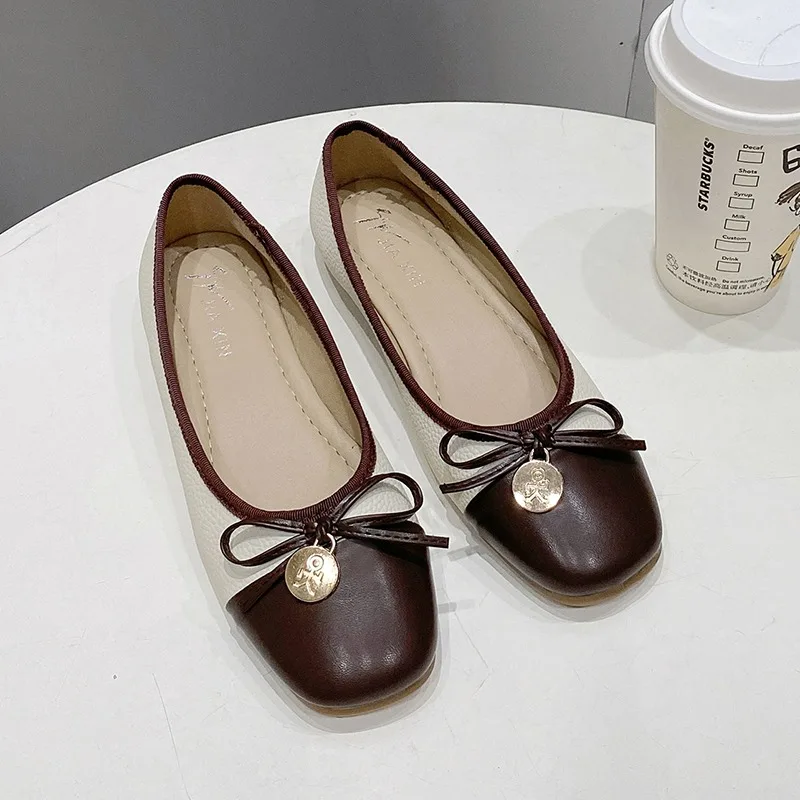 DOGHC-Zapatos planos sin cordones para Mujer, mocasines elegantes con lazo, color negro, talla grande, 2024