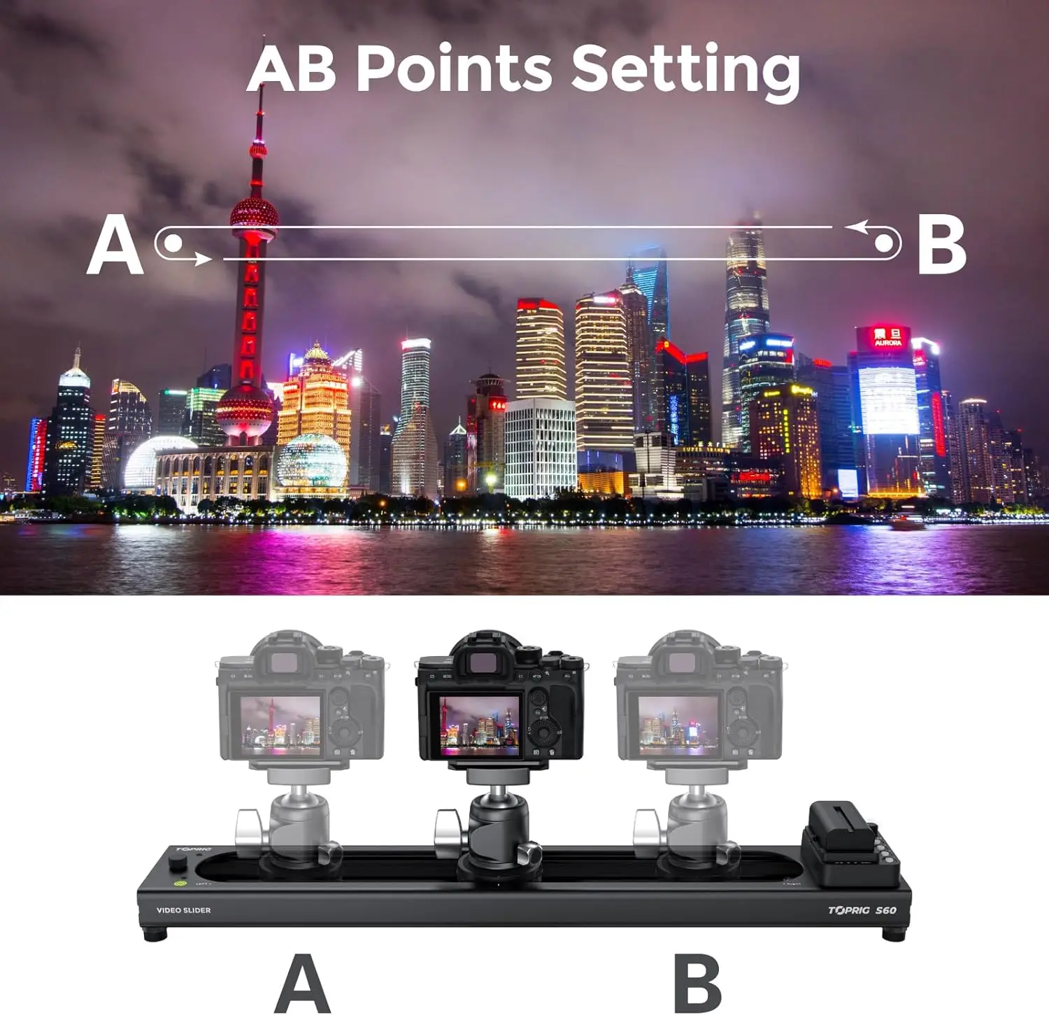 Accsoon Toprig S40 S60 Motorized Camera Slider App Wireless Control Carbon Fiber Dolly Rail Slider Support IME Lapse Photography