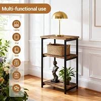 Table d'appoint étroite à 3 niveaux avec étagère de rangement, tables de chevet en bois avec cadre en métal, Table d'appoint de canapé pour chambre à coucher et salon 2