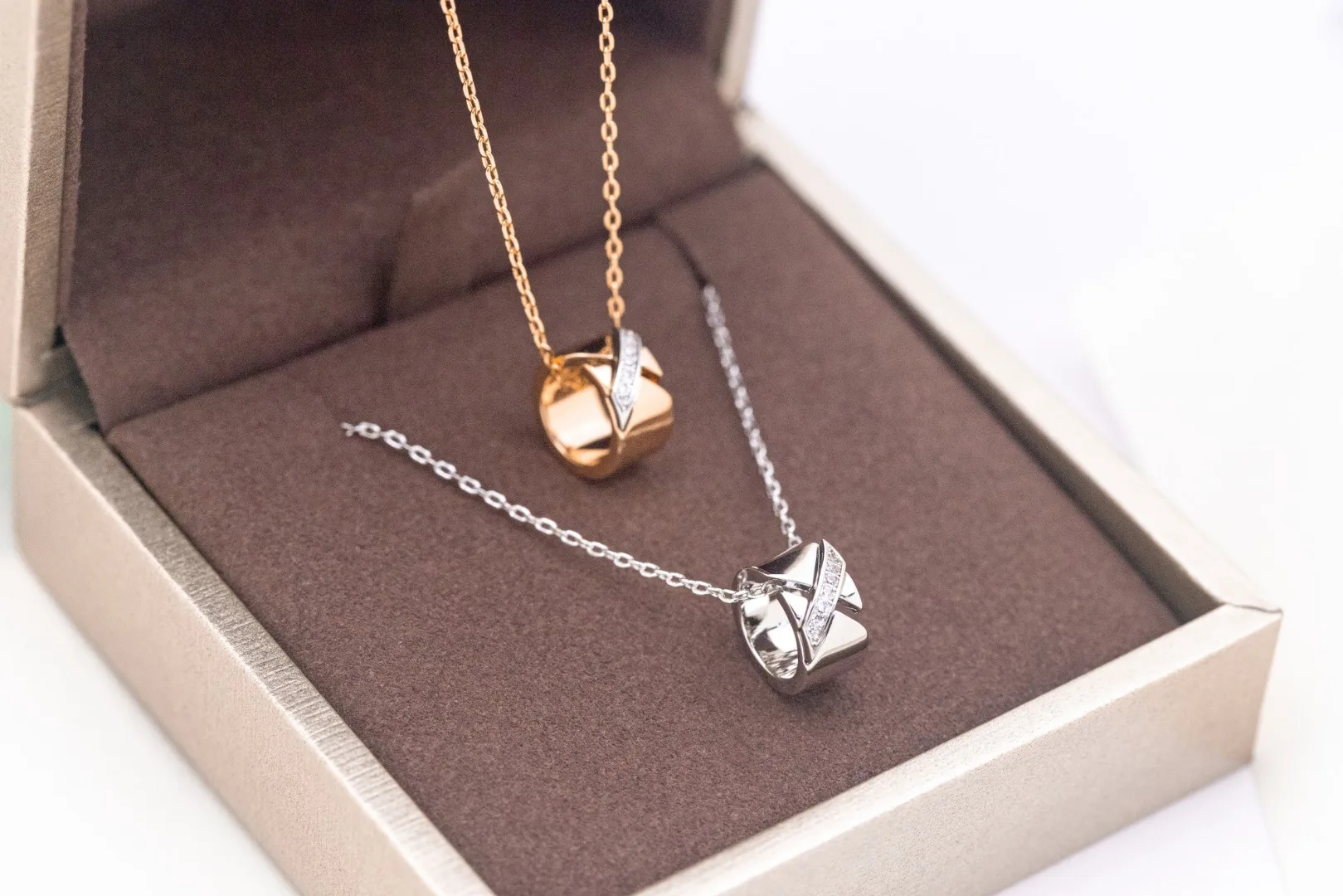 French luxury brand jewelry 925 Sterling Silver 18k rose gold full diamond  Cross X small Pendants Necklace JEUX DE LIENS HARMONY - AliExpress