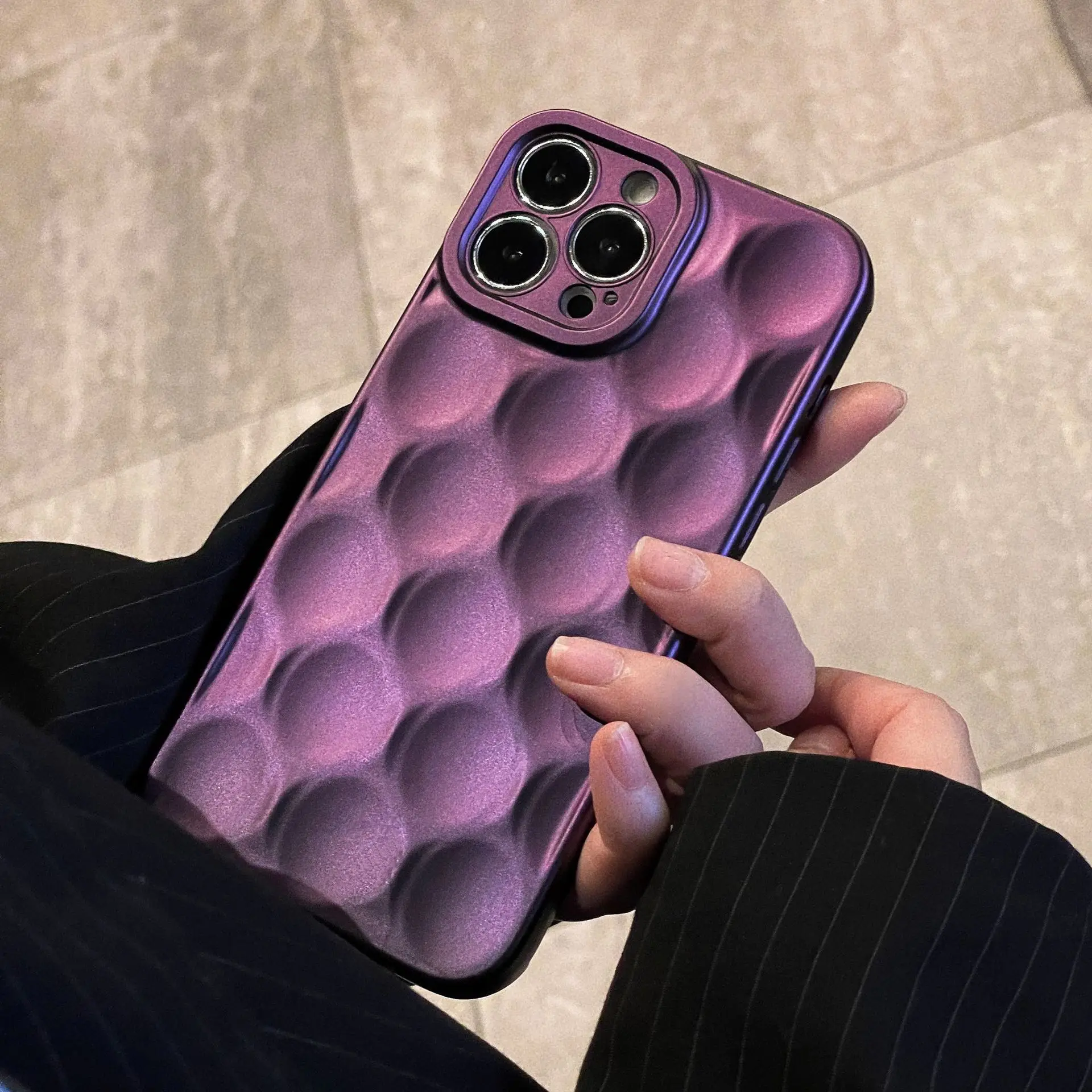 

Electroplated purple honeycomb pattern matte Phone Case For iphone 14 13 12 11 Pro Max X XR XSMAX 7 8 Plus SE TPU Case Cover