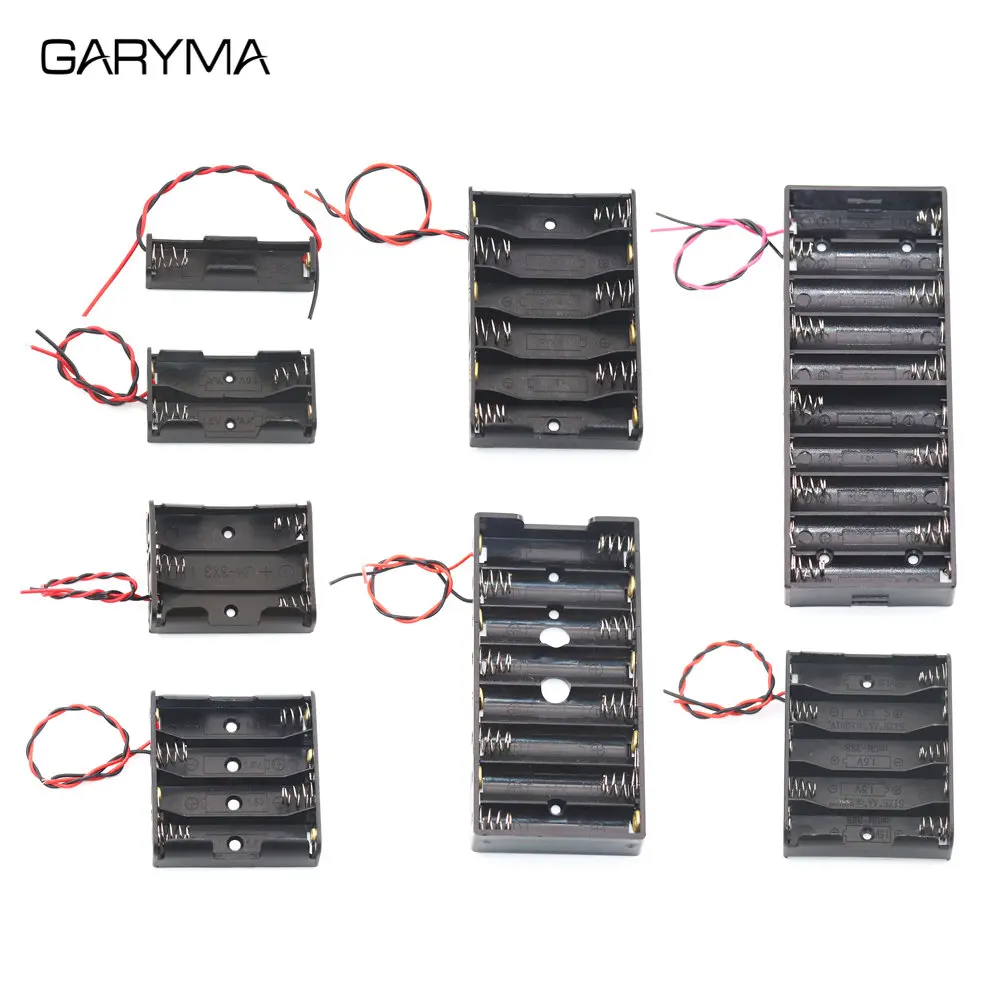 1.5V~15V Plastic Storage Box AA Battery Holder Battery Clip Case DIY Wire Leads 1x 2x 3x 4x 5x 6x 8x 10x Slot