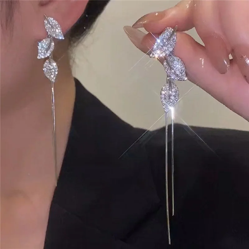 

Long Tassel Earrings Fashion Plated Leaf Jewellery Plated Dangle Women Wedding