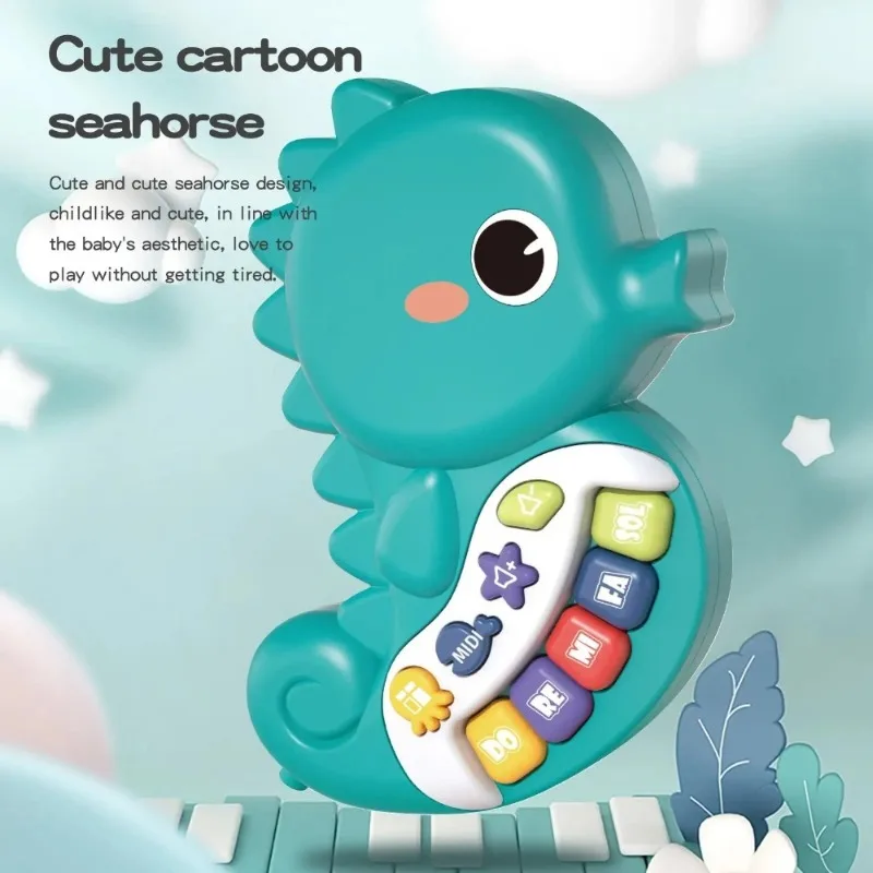 Baby Seahorse Music Toys Children's Electronic Learning Sensory Toys Montessori Music Piano Keyboard Lighting Toys 4