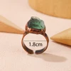 Natural Green Fluorite Raw Stone Vintage Adjustable Ring Antique Copper Electroplating Boho Unique Jewelry Women's Party Gifts 3