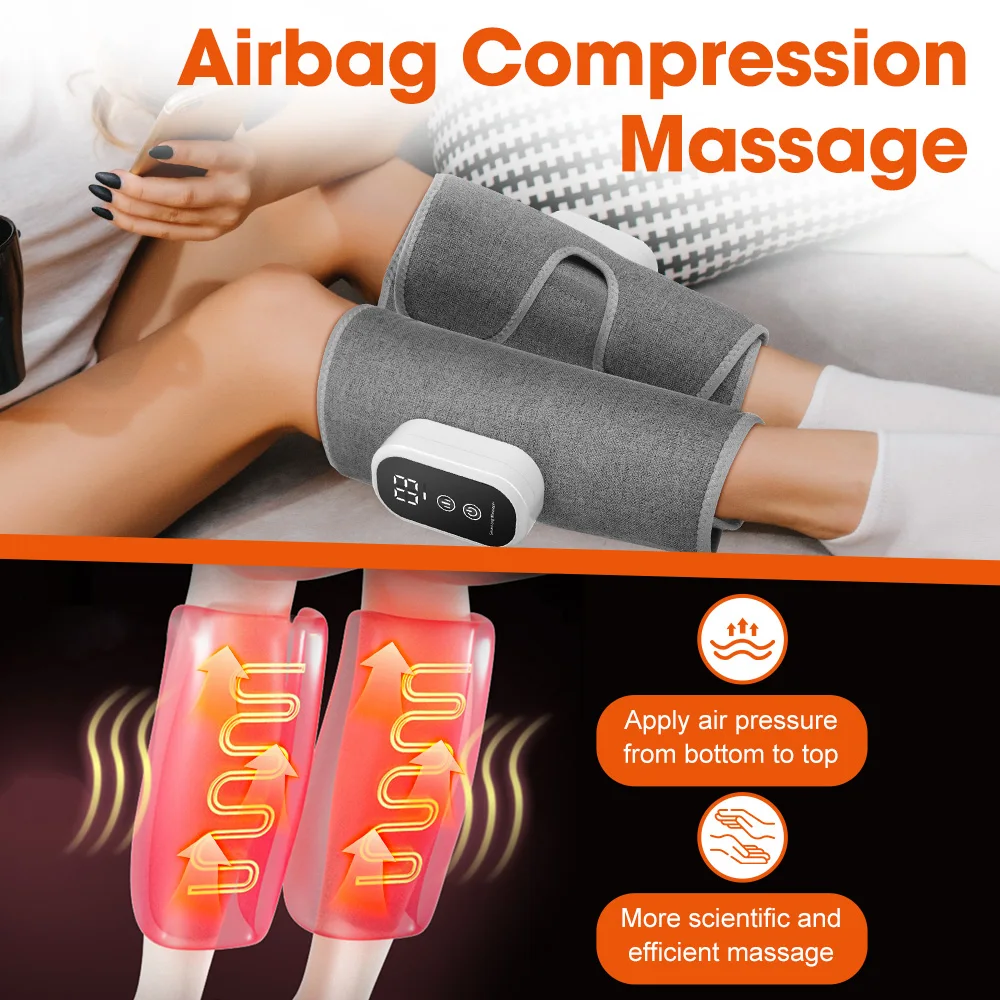 Wireless 360° Air Pressure Calf Massager Electric Airbag Compression Leg Wrap 3 Modes 3 Intensities Leg Massage Device