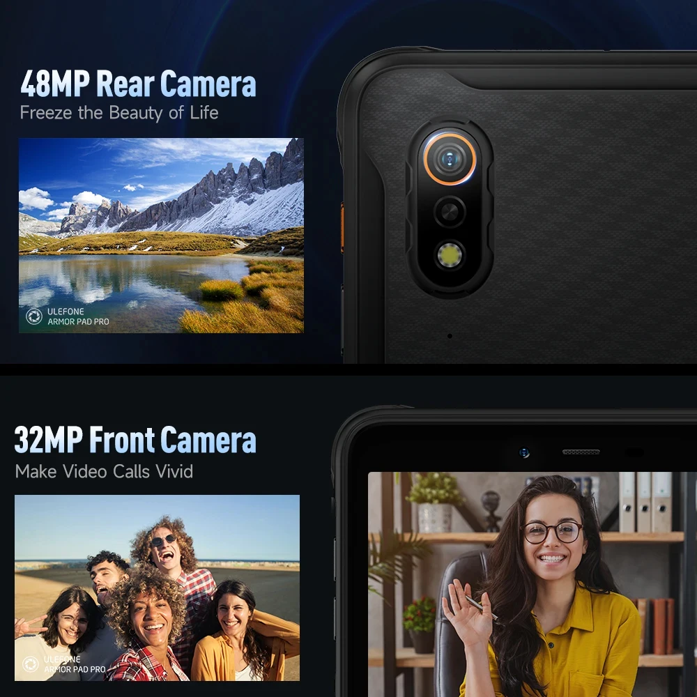 Ulefone Armor Pad Pro 4G Rugged Tablet 8GB RAM 128GB ROM 8.0 Inch HD+ Display IP68/IP69K 48MP 7650mAh Android 13 Tablets PC NFC