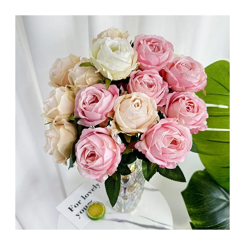 Elegant Pearl Rose Artificial Flower Bouquet - Wedding & Valentine's Day Decoration Ornament
