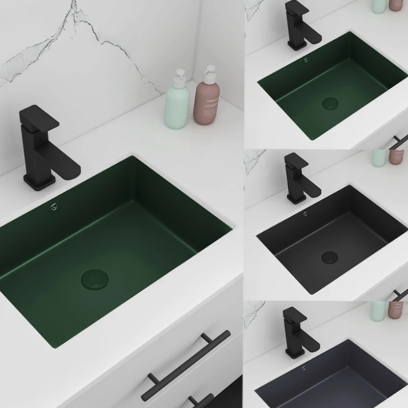 

Ceramic Embedded Wash Basin Bathroom Home Balcony Wash Basin Black
