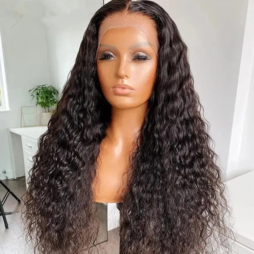 2024 New Lace Front Wigs 26inch 180density Kinky Curly Synthetic Deep Water Wave For Black Women Pre Plucked With Baby Hair