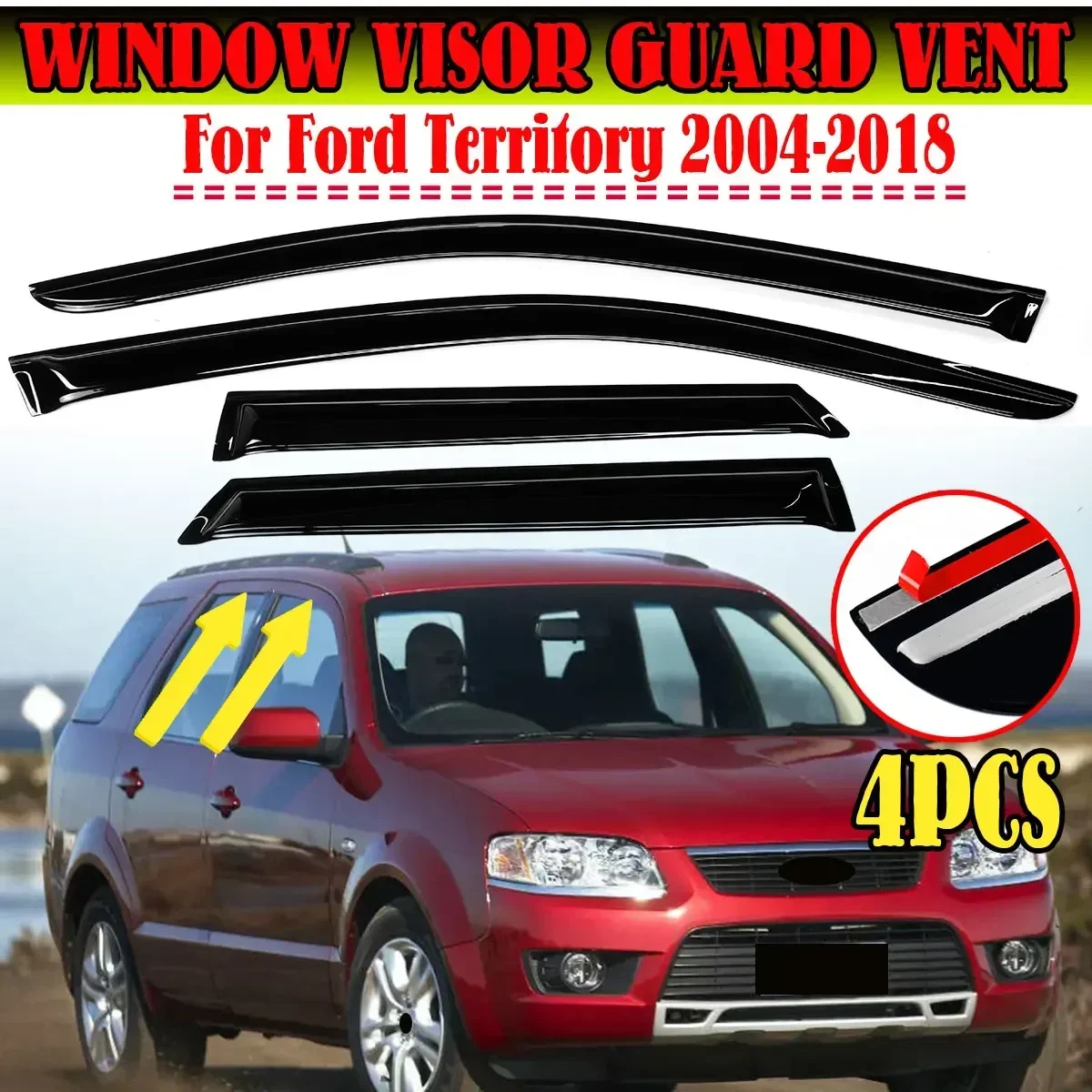 

4pcs Car Side Window Deflector Window Visor Vent For Ford Territory 2004-2018 Wind Shields Sun Rain Guards Awnings Shelters