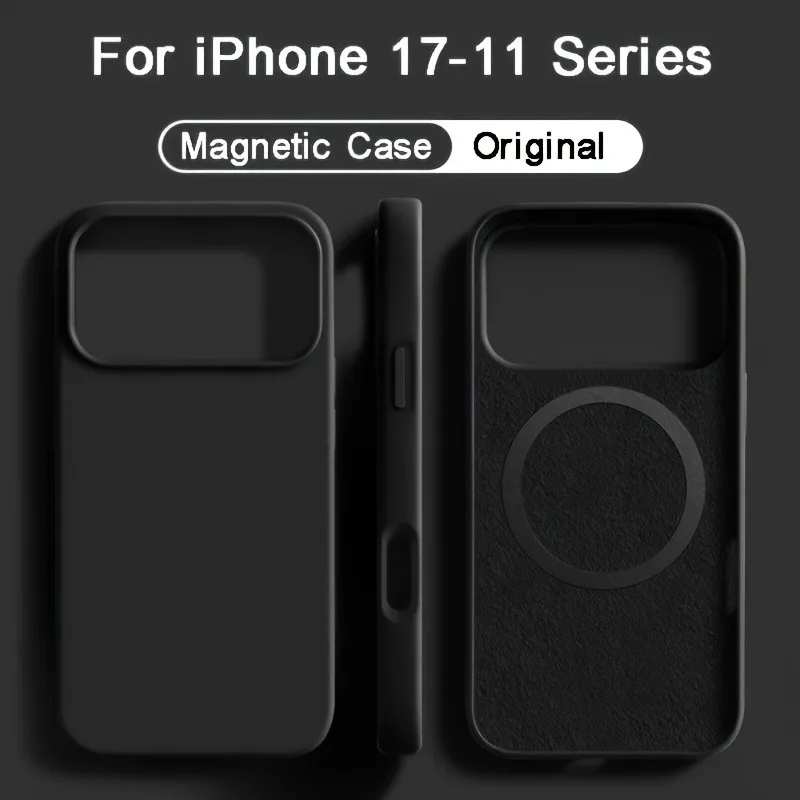 For Magsafe Magnetic Liquid Silicone Case For iPhone 17 16 15 14 13 Pro Max 17Pro Air 16Pro Wireless Charge Soft Cases Cover