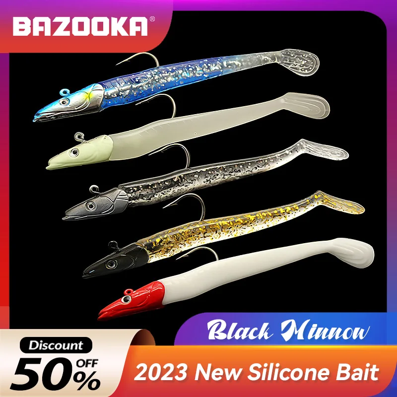 Bazooka Black Minnow Fishing Lure Soft Baits Jig Head Wobbler Swimbait  T-Tail Lead Shad Carp Pike Sea Bass Jigging Tackle Winter - AliExpress