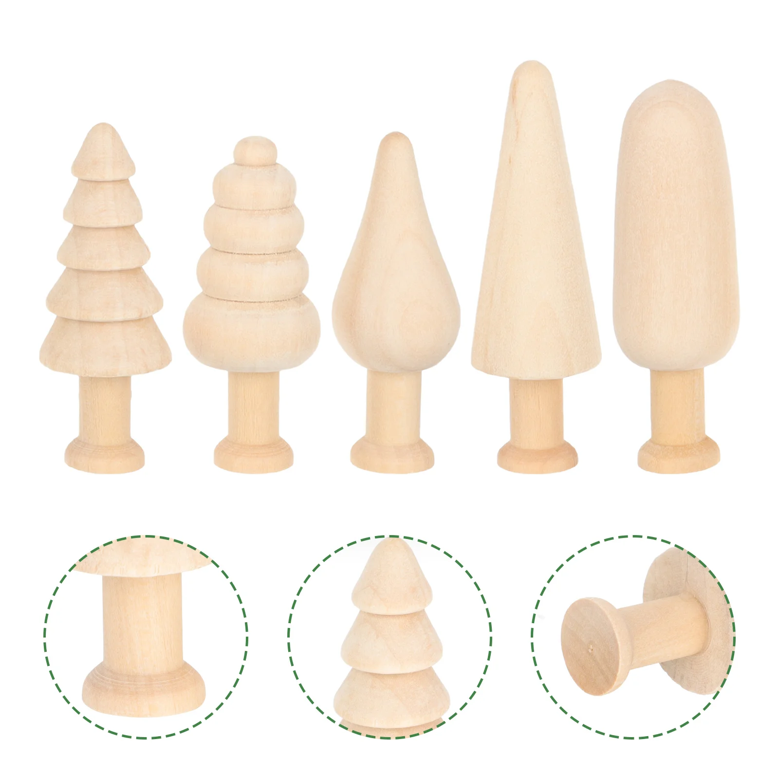 

Tree Wooden Unfinished Wood Painting Trees Unpainted Peg Miniature Toy Decor Crafts Mini Shapes Kids Mushroom Toys Plain
