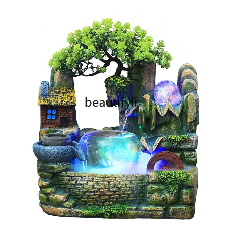 

yj Round Cylinder Flowing Water Creative Humidifier Cute Little Ornaments