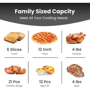 COMFEE' Toaster Oven Air Fryer FLASHWAVE™ Ultra-Rapid Heat Technology, Convection Toaster Oven Countertop with Bake Broil Roast 6
