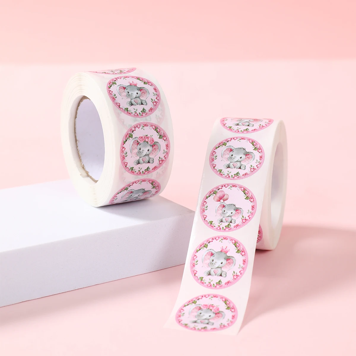 500 Stück rosa blaue Elefanten runde Aufkleber Babyparty Junge Mädchen Dekor Party Etiketten Taufe Geburtstag Geschlecht offenbaren Partyzubehör