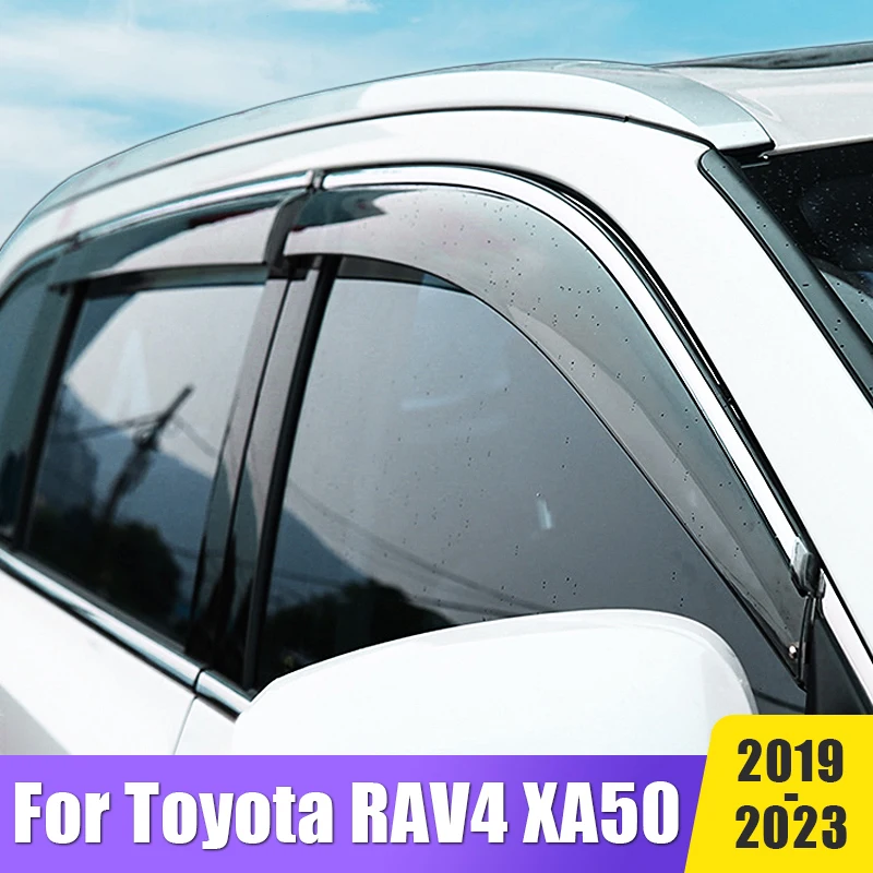 トヨタRAV4 XA50 2019 2020 2021 2022  2023ウィンドウバイザー車の窓デフレクタードアサンバイザーシールド風ディフレクターサンガード雨ベントカバートリム