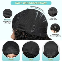 Demi-perruque bouclée birmane 3 en 1, cheveux humains sans colle, demi-perruque avec cordon de serrage, demi-perruque birmane sans colle, densité 250 4
