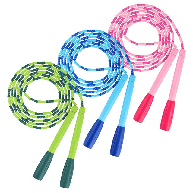 YUEDONG Adjustable Anti-Tangle TPU Beaded Jump Rope for Kids & Adults, 2.8m Length Two-Tone Fitness Skipping Rope for Rhythm Training & Beginner Workouts