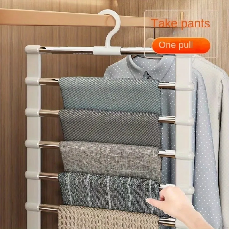 A Foldable Stainless Steel Pants Hanger-Space-Saving Jeans and Pants Organizing Box For Closet（2 Set） clothes hanger