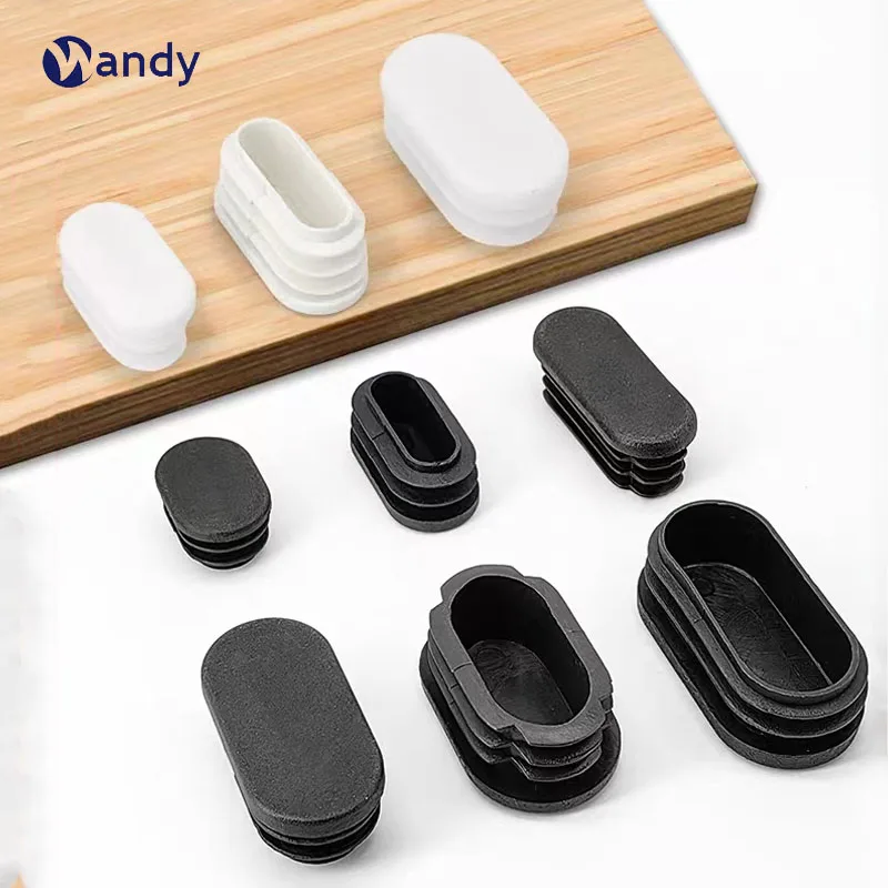 

4/8Pcs Oval Oblong Tube Insert Plug End Cap Plastic Plug Pipe Tubing Cap Chair Square Ribbed Inserts Table Stool Furniture Leg