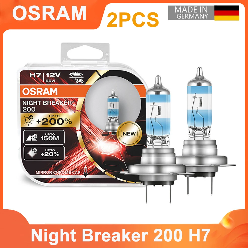 

OSRAM Night Breaker 200 H7 12V 55W PX26d Car Halogen Headlight 3550K +200% More Brightness Original Lamps 64210NB200 (2 PCS)