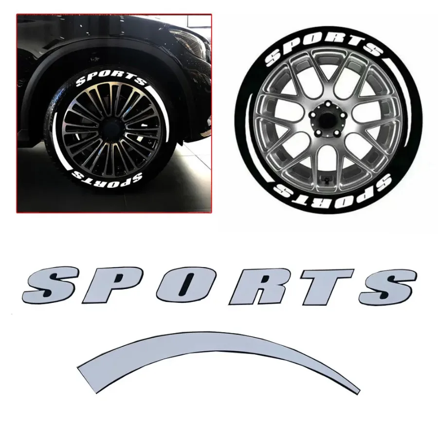 

8Sets 14"-22" Waterproof SPORTS Tyre Lettering Styling Stickers Car Wheel Tire Stickers Decor Decal Car Exterior Accessories