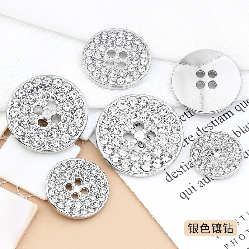 10pcs High-end Round Shank Clear Rhinestone Crystal Diamond Metal Buttons for Clothing Coat Cardigan Sweater Sew Accessories 6