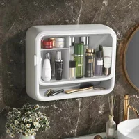 Household Bathroom Storage Box Wall Mounted Non Perforated Dust-proof Shelf, Household Large Capacity Room Light Luxury Shelf 1