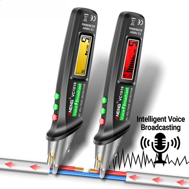 VC1019 Intelligent Voice Broadcast Tester Pen 12V-1000V Infrared Sensor Positioning Voltage Tester Electric Wire Detector 1