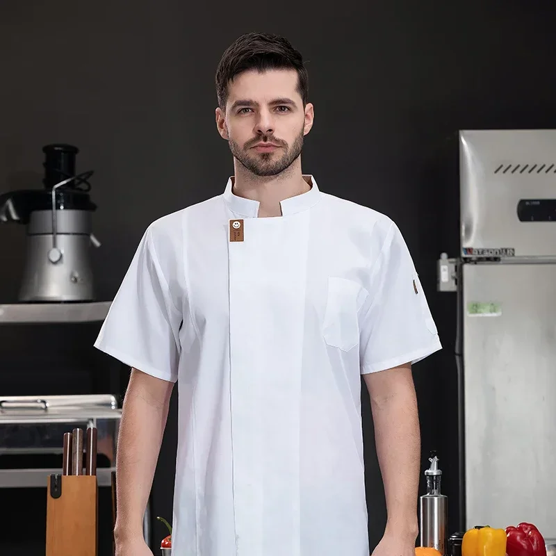 Customized Logo Unisex Chef Jacket Summer Kitchen Shirts Hotel Restaurant Kitchen Coat Bakery Catering Work Cooking Clothes 4