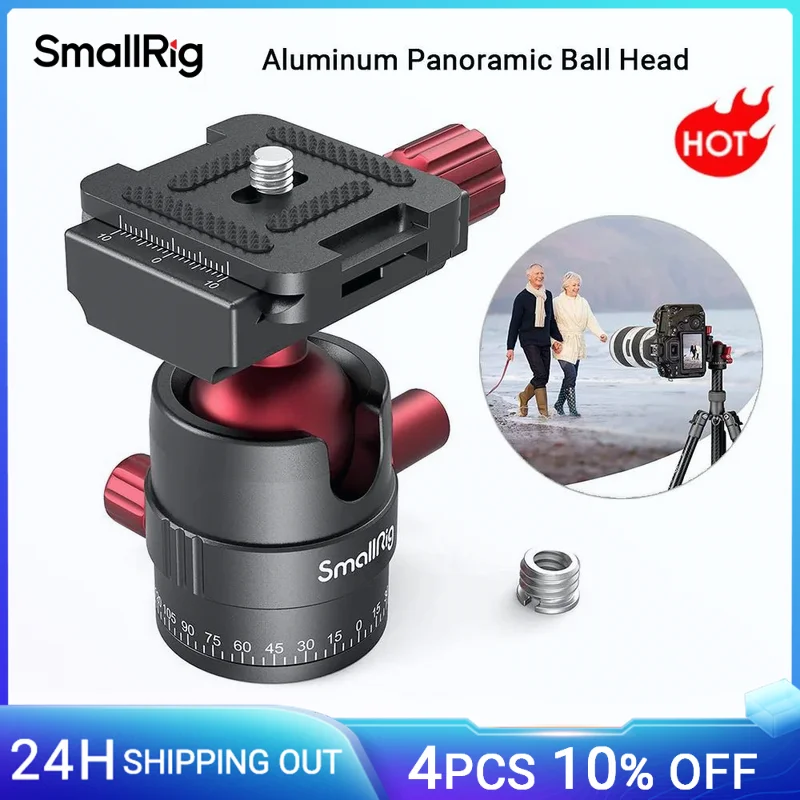 SmallRig 알루미늄 파노라마 볼 헤드, 최대 5kg 보관, 1/4-3/8 나사 어..