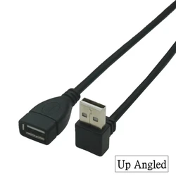 USB 2.0 Angled Extension Adapter Cable - Male to Female, Black (Available in 25cm, 50cm, 100cm) - 25cm (Up)