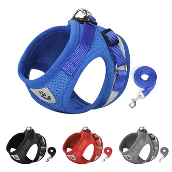 Cat Harness Lead Leash Set Adjustable Reflective Escape Proof Pet Mesh Vest Harness Puppy Dog Collar Small Dog Cat Pet Supplies 3