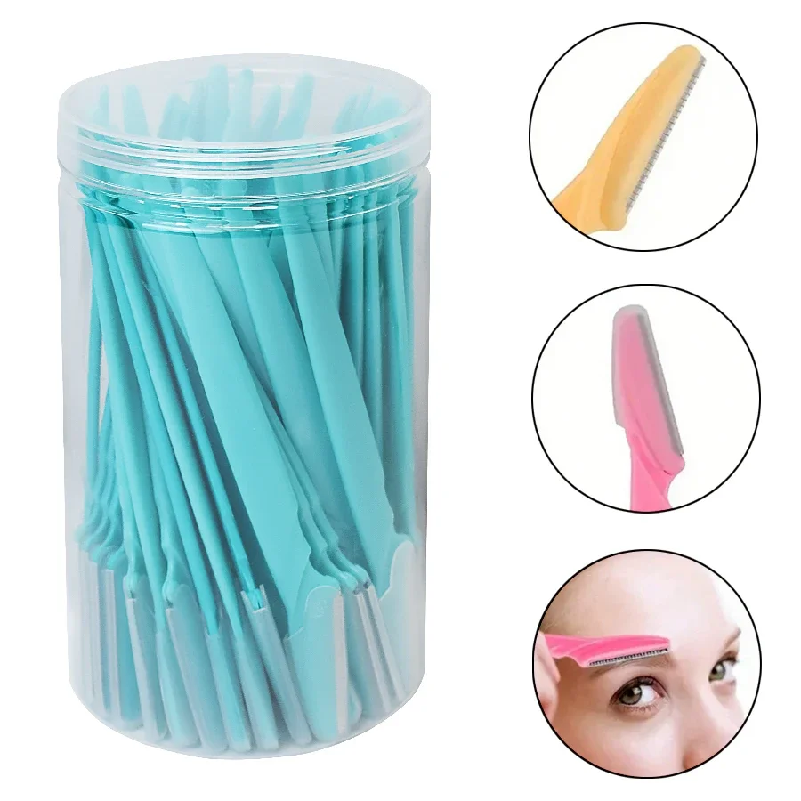 Eyebrow Razor 30 Pcs/Bottle Safe-Bladed in Container Ideal Facial and Eye Brow Trimming Tools for Hair Removal