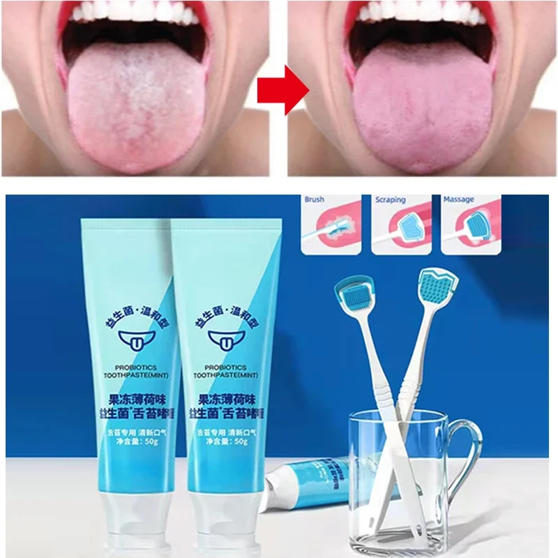

Tongue Scraper and Coating Cleaning Gel Fresh Remove Oral Odor To Cleaner for Bad Breath Clean Tongue Cleaner Tongue Scraper