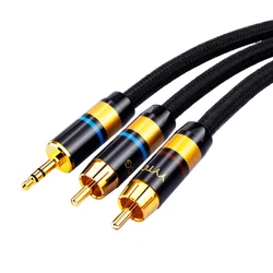 Premium HiFi Stereo Audio Cable - 3.5mm to Dual RCA for Amplifiers and Devices (Black)
