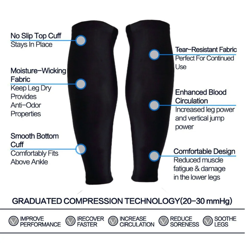 Manchons de Compression pour mollets de sport, attelle de soutien, Protection des jambes, chaussette pour la course à pied, cyclisme, basket-ball, 1 pièce