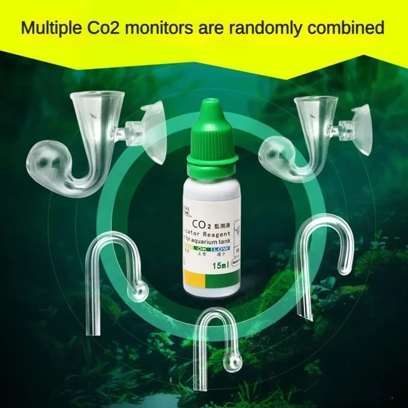 Aquarium CO2 Indicator Solution 15ml Fish Tank Long-Term Monitor CO2 Test PH Liquid ForAquatic Plants Used with Drop Checker co2 indicator solution