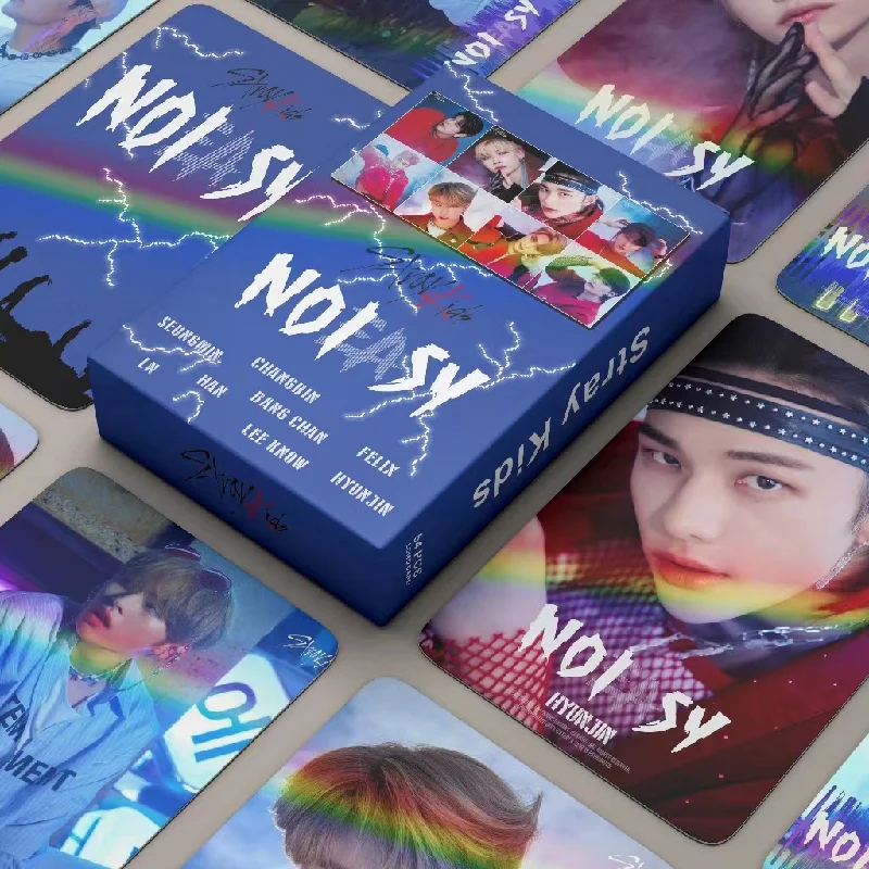 

55pcs/Set NEW KPOP STRAY KIDS No Easy Laser Lomo Card High Quality HD Double Side Print Photo Cards FELIX HAN HYUNJIN Fans Gift