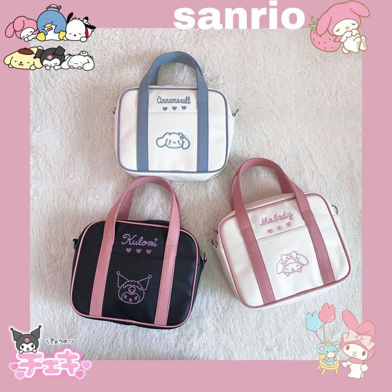 

Sanrio Cinnamoroll Kuromi Mymelody Creative Kawaii Student Jk Hand-Held Diagonal Fashion Pu Uniform Bag All-Match Everyday